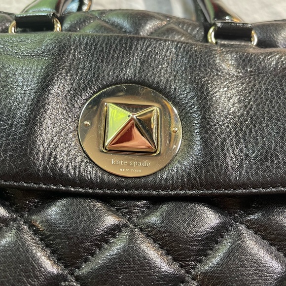 Kate Spade big shiny black leather bag. Beautiful design, lots of space, gold. - Picture 11 of 14